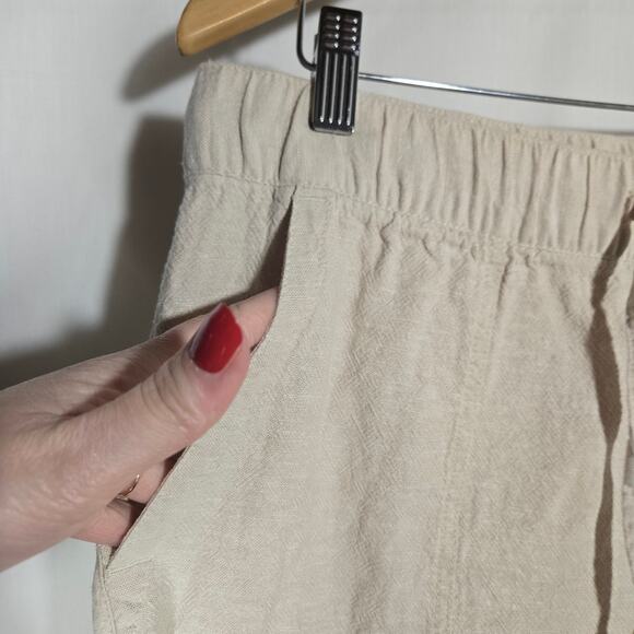 Gap Linen Blend Wide Leg Pullon Pants Drawstring Minimal Beachy Classic Large - Picture 3 of 7